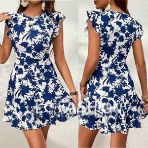 Floral Print Ruffle Trim Dress, Summer dress, Boho dress